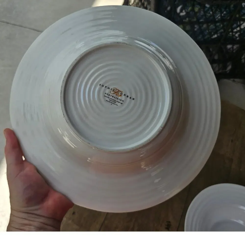 2 Unique Wide Lip Bowls White by Sophie Conran For Portmeirion 10.5Wx2.5D 4# #25